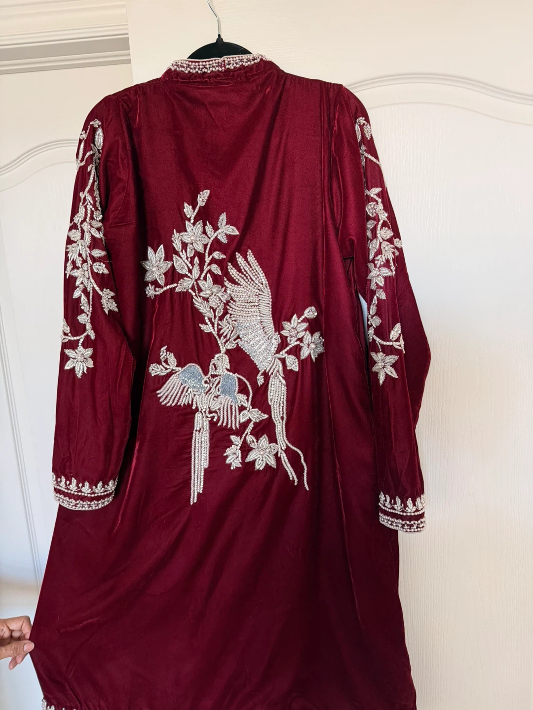 Burgundy Velvet Embroidered Kurti - photo 2