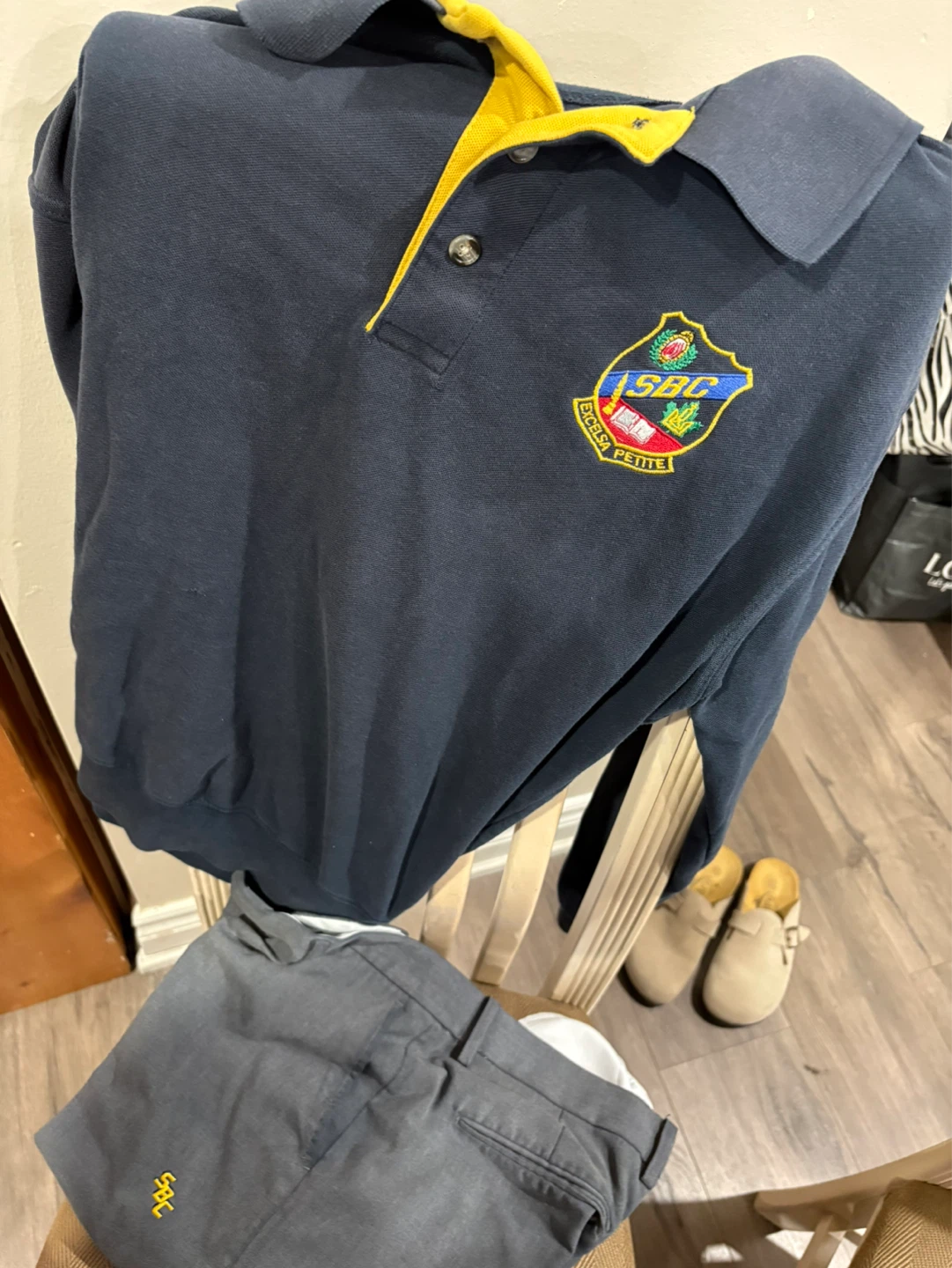 Navy Blue SBC Polo Shirt with Yellow Collar
