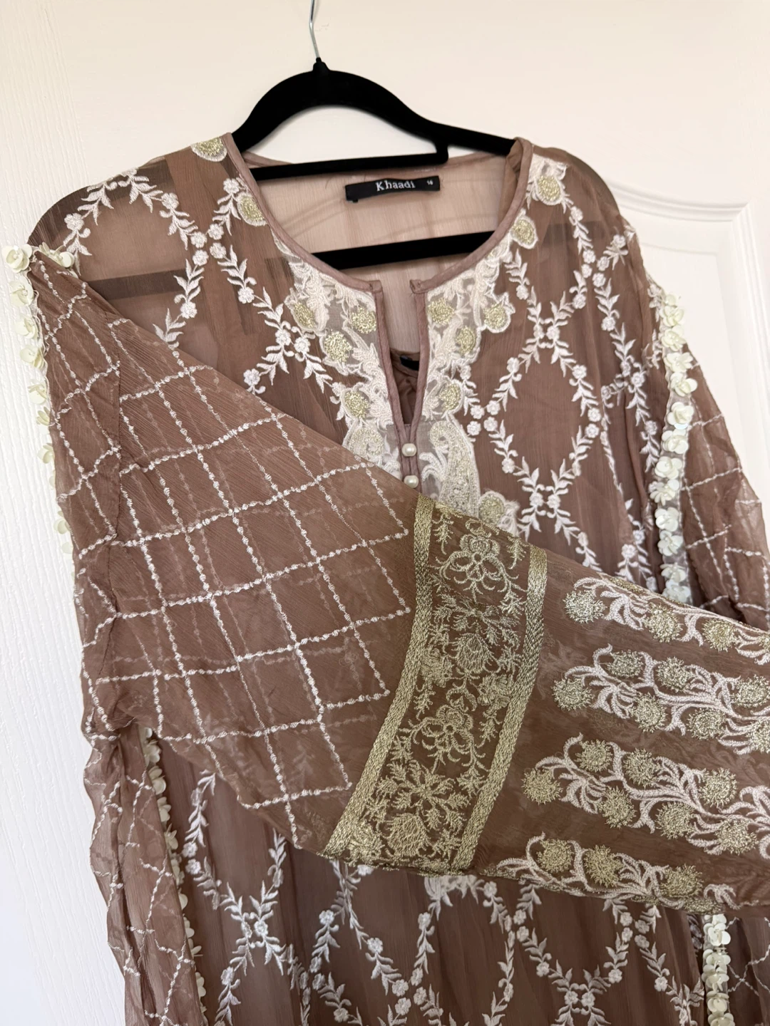 Khaadi Brown Embroidered Kurti - size 14 - photo 2