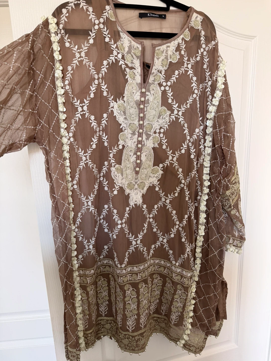 Khaadi Brown Embroidered Kurti - size 14