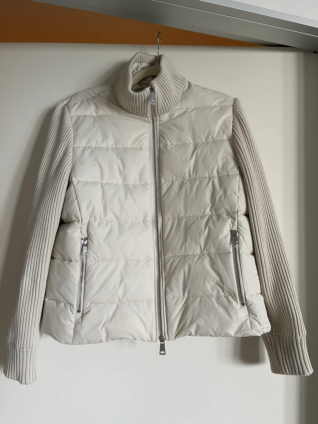 Louis Feraud Women's Cream Quilted Knit Jacket - Size S