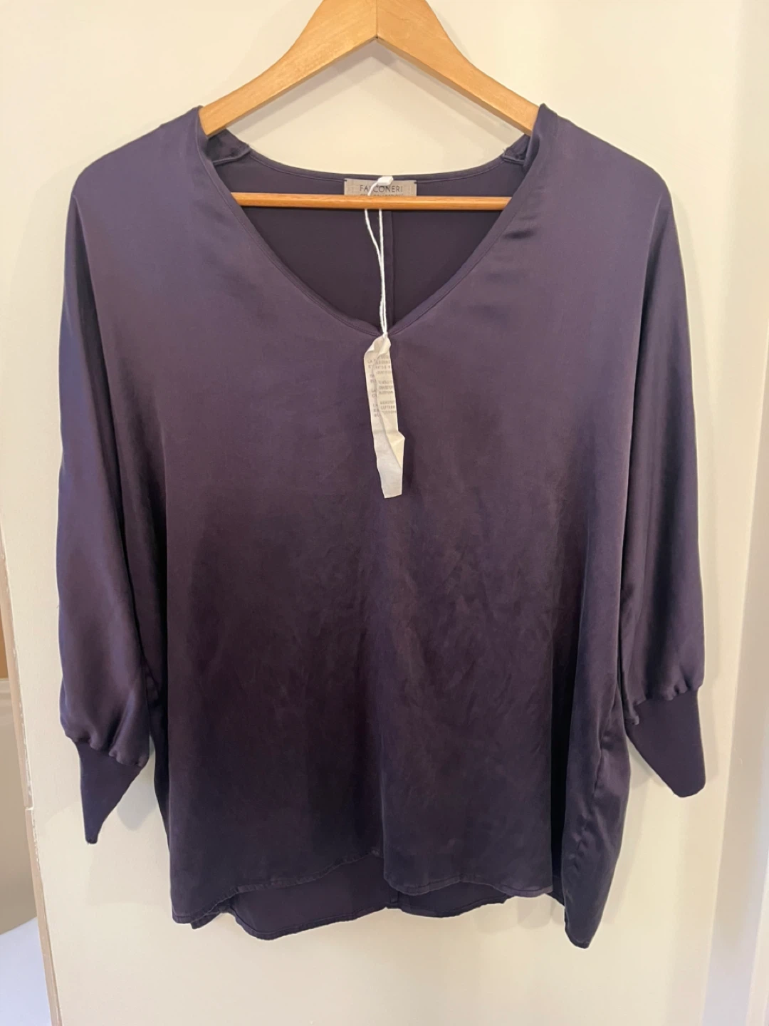 Plum Silk Blend V-Neck Top