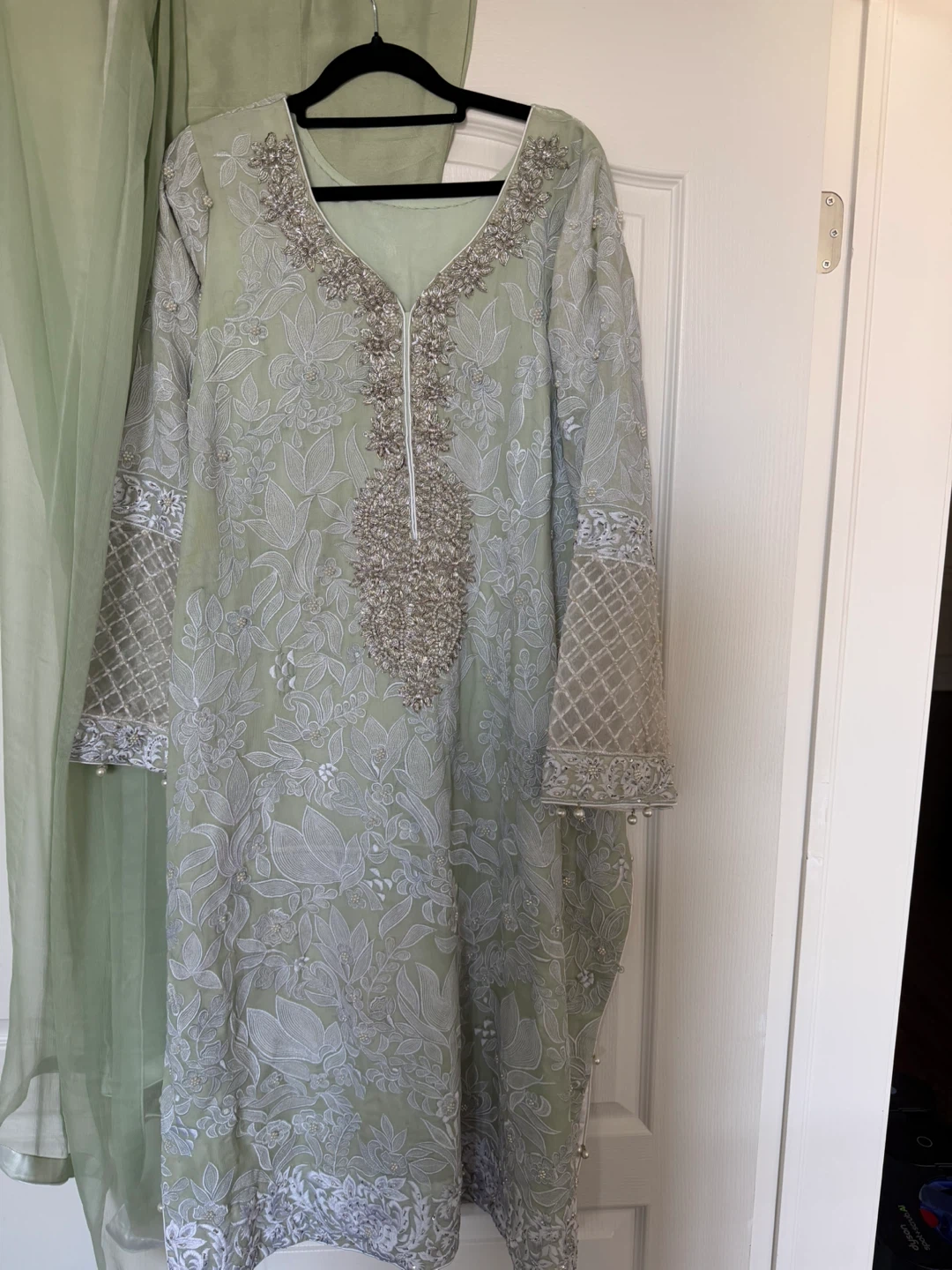 Light Green Embroidered Kurti with Dupatta