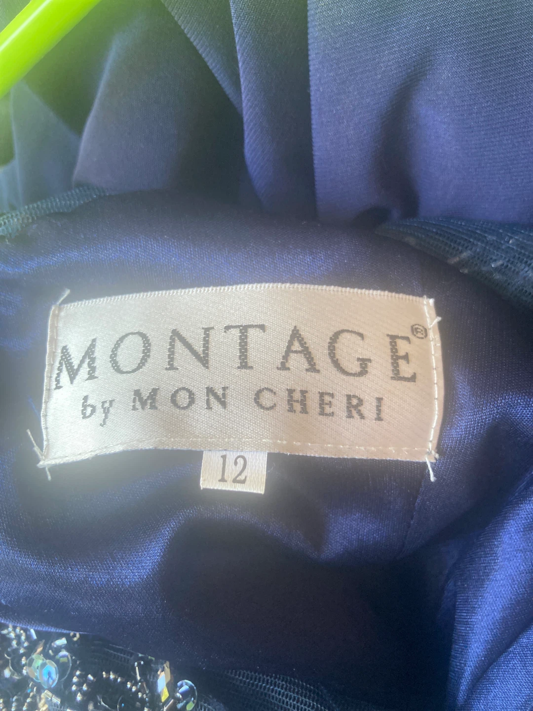 MONTAGE by MON CHERI navy beaded formal dress size 12 - photo 2