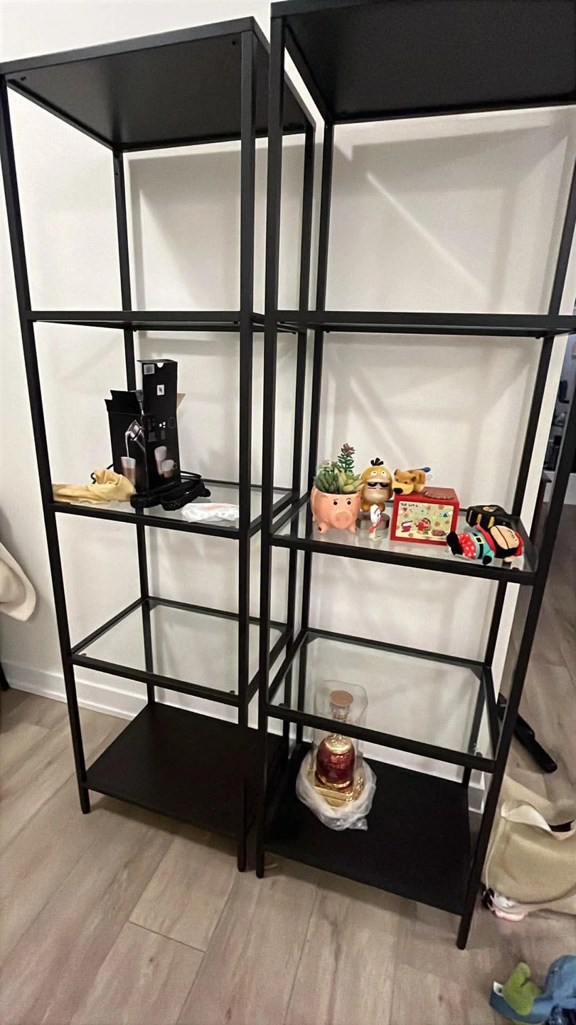 2 Set  of Tall Metal and Glass Bookshelf - photo 2