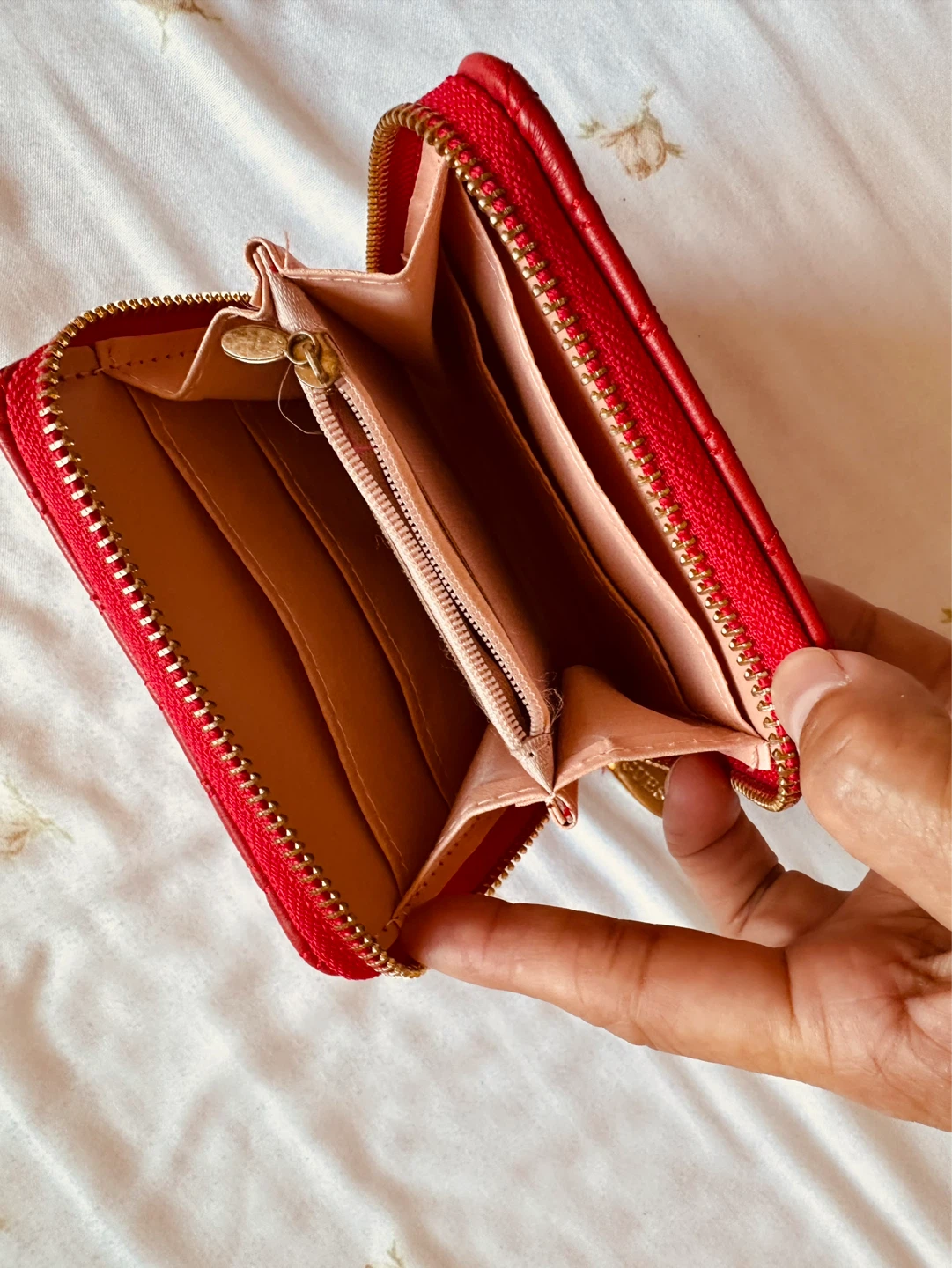 Red GUESS Quilted Zip-Around Wallet - photo 2