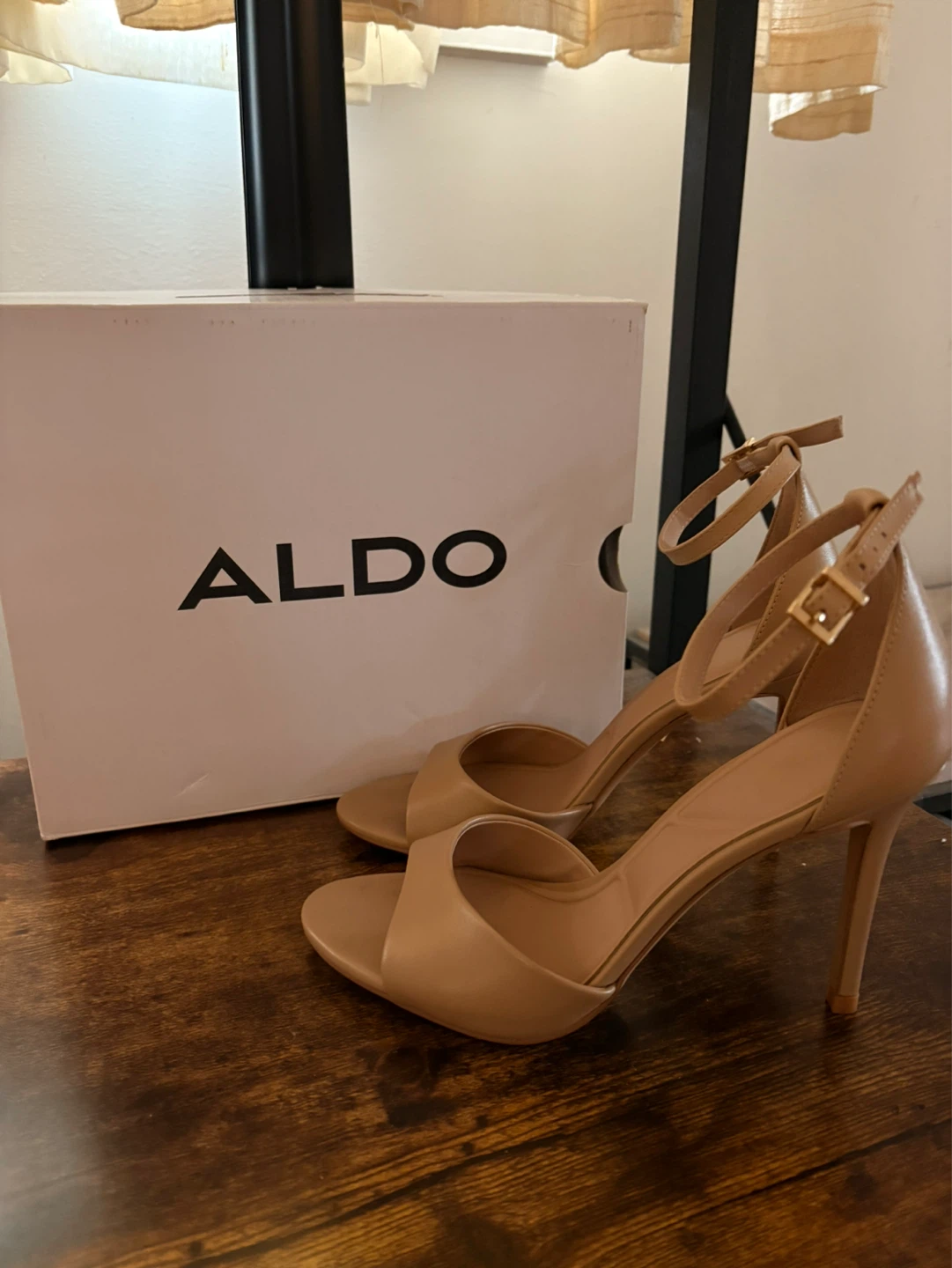 ALDO beige ankle strap heels size 7
