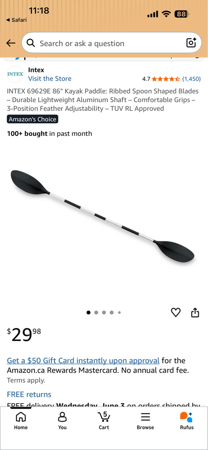 INTEXT KAYAK PADDLE ALUMINUM