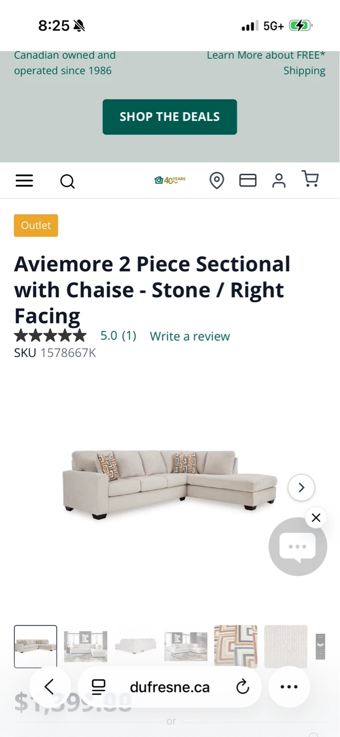 Aviemore 2 Piece Sectional with Chaise - Stone / Right Facing - photo 5