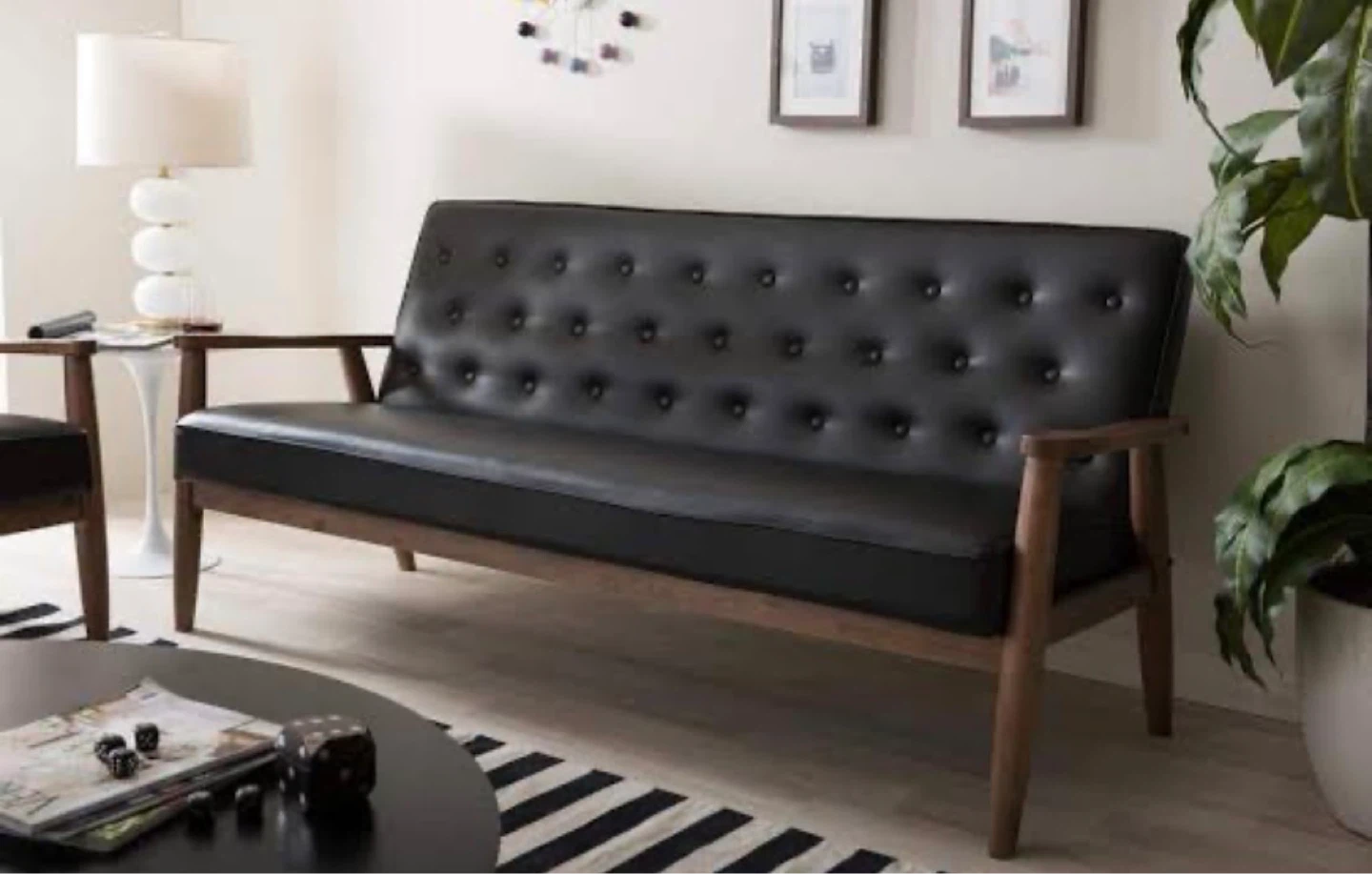 New Mid Century Modern Danish Brown 3 Seater Sofa