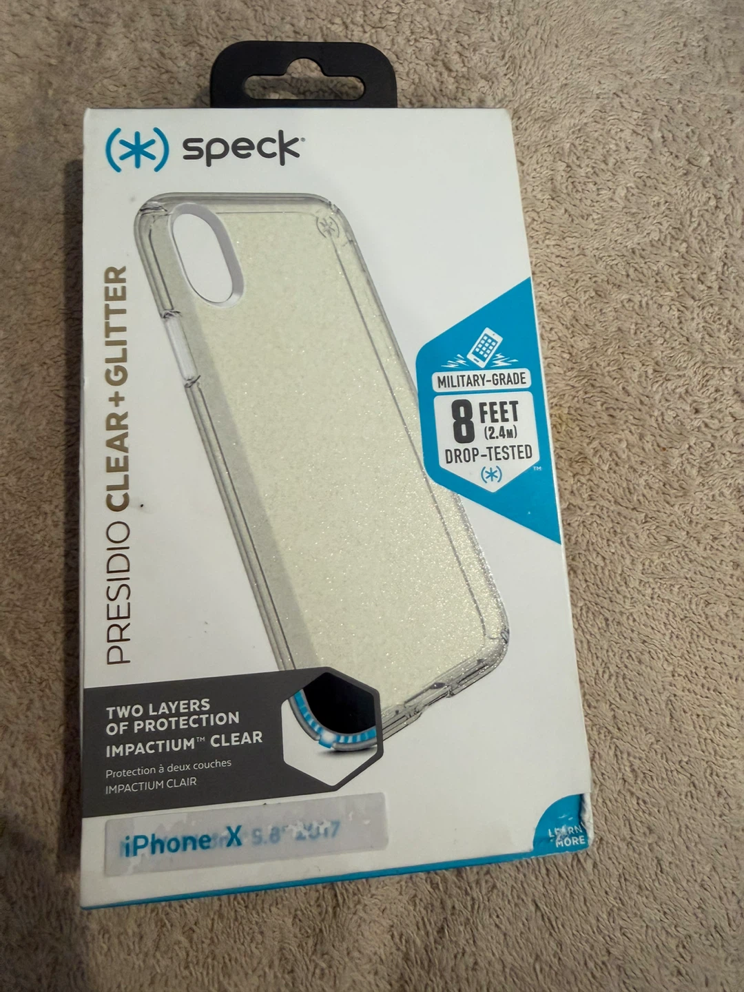 Speck Presidio Clear + Glitter iPhone X Case