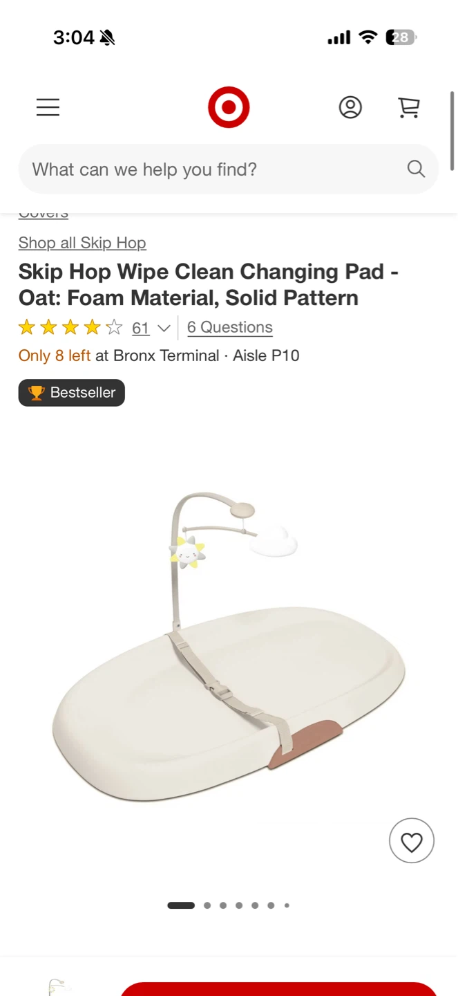 Skip Hop Wipe Clean Changing Pad - Oat