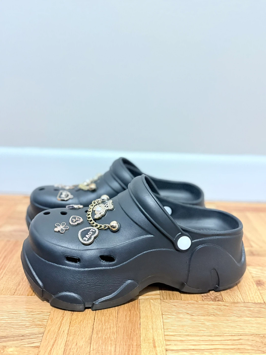 Black Platform Clogs with Charms - photo 5