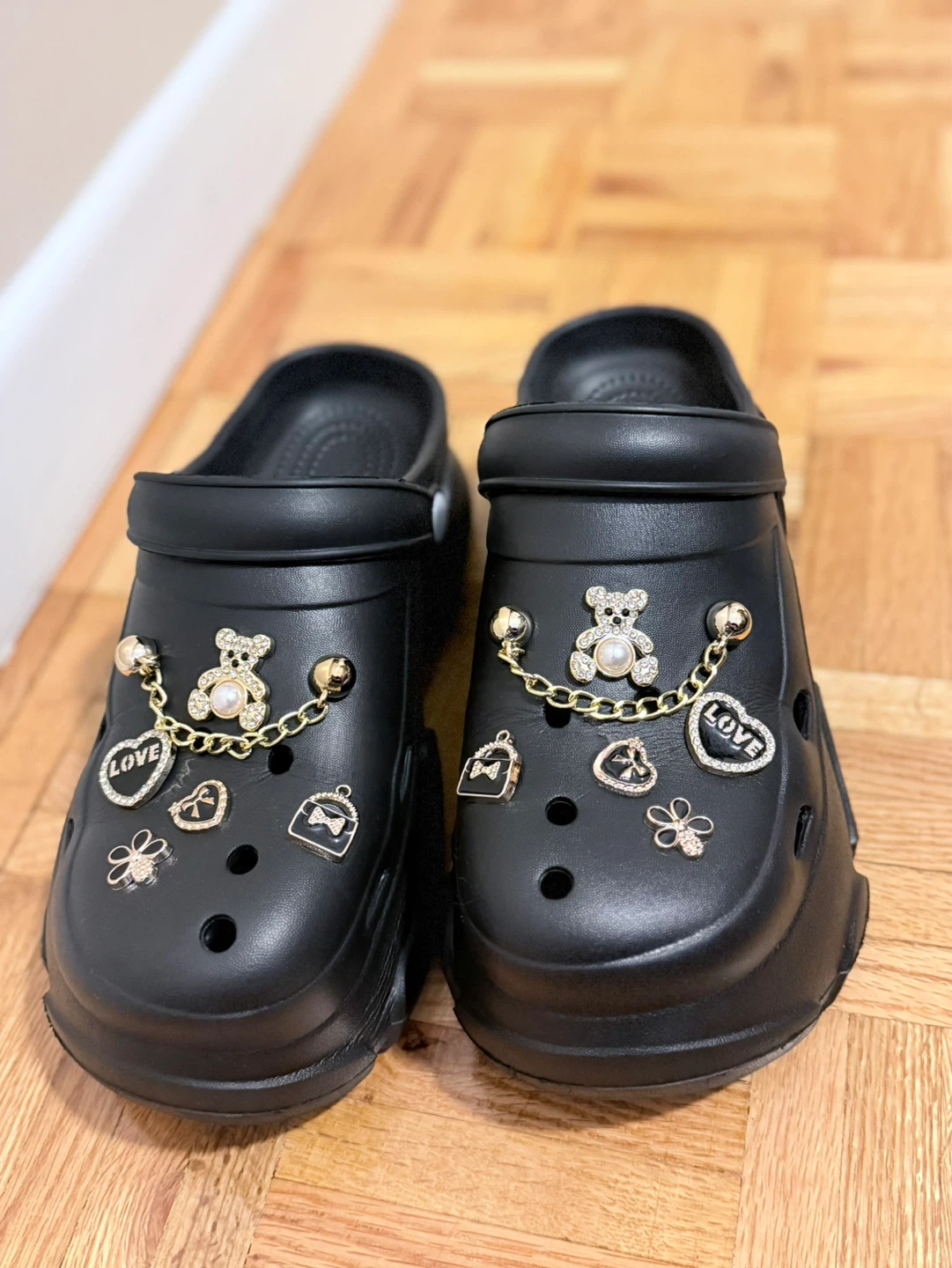 Black Platform Clogs with Charms - photo 2