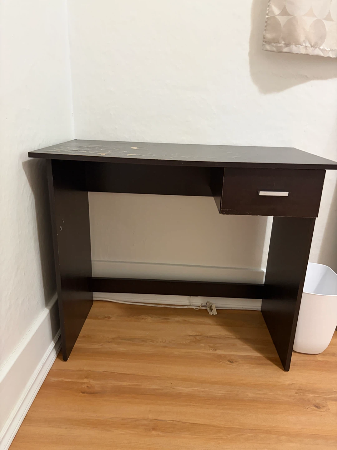 Compact Dark Brown Desk with Drawer