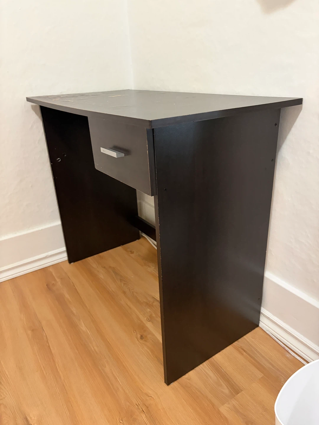 Compact Dark Brown Desk with Drawer - photo 3