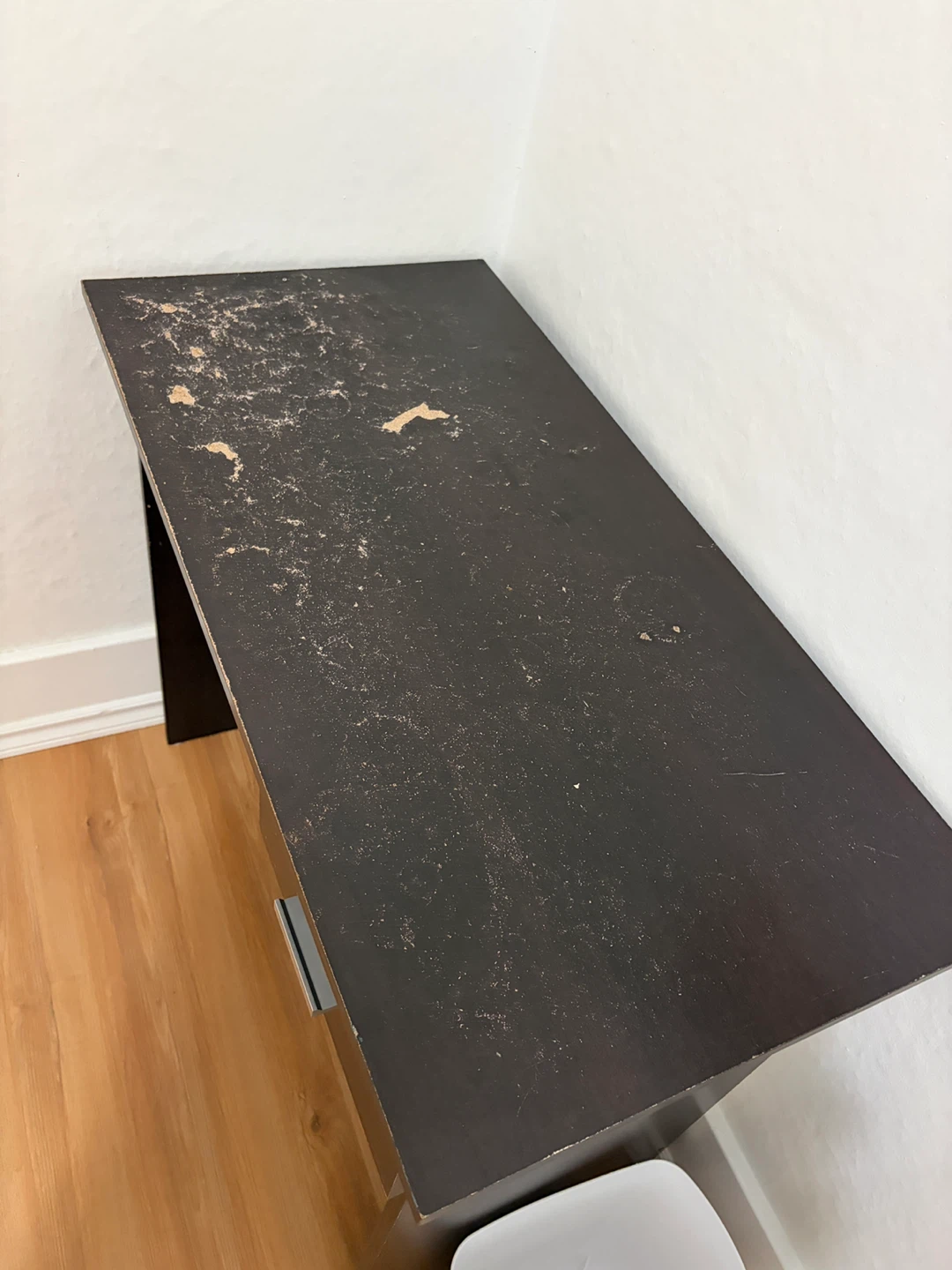 Compact Dark Brown Desk with Drawer - photo 4