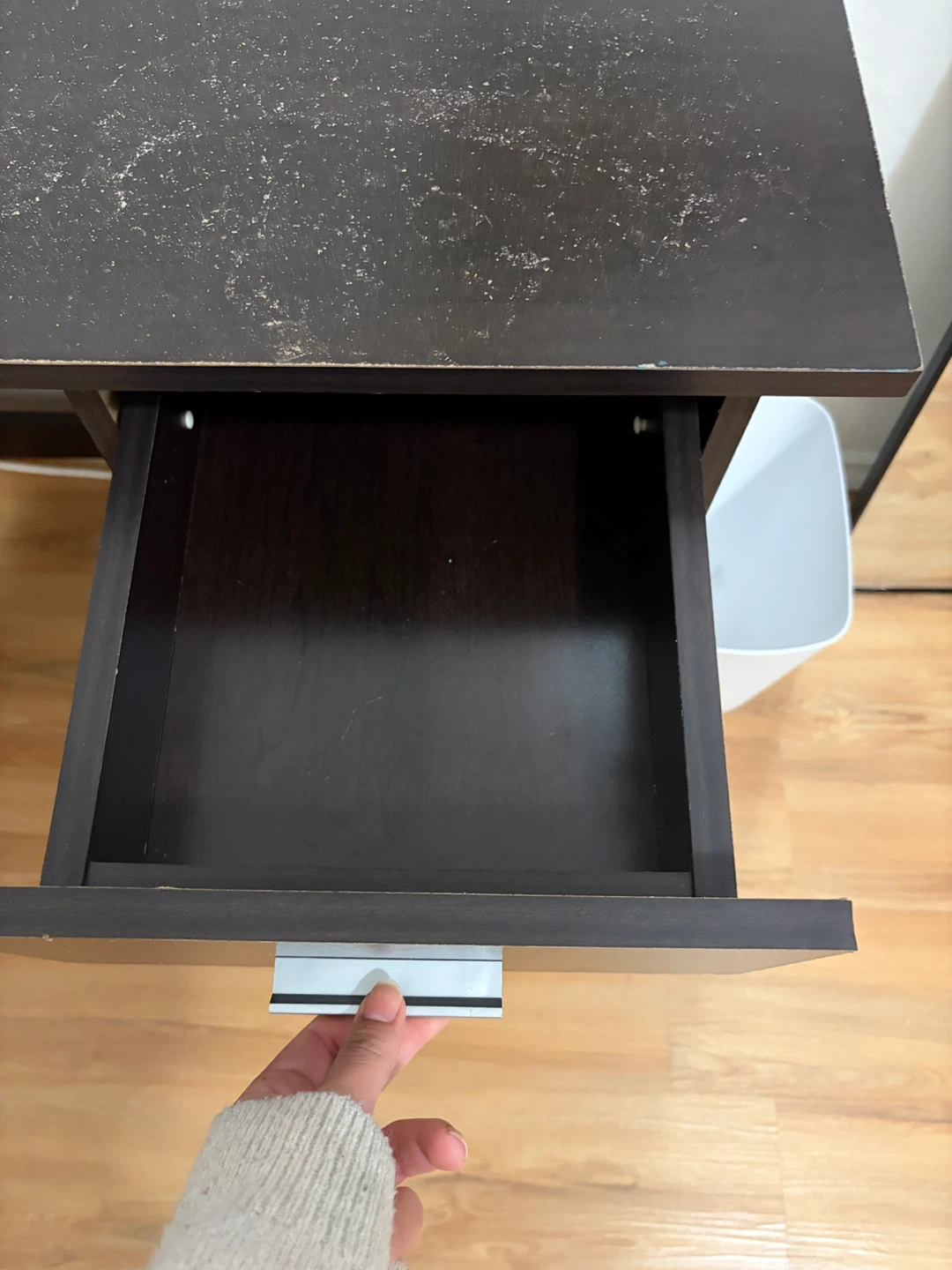 Compact Dark Brown Desk with Drawer - photo 2