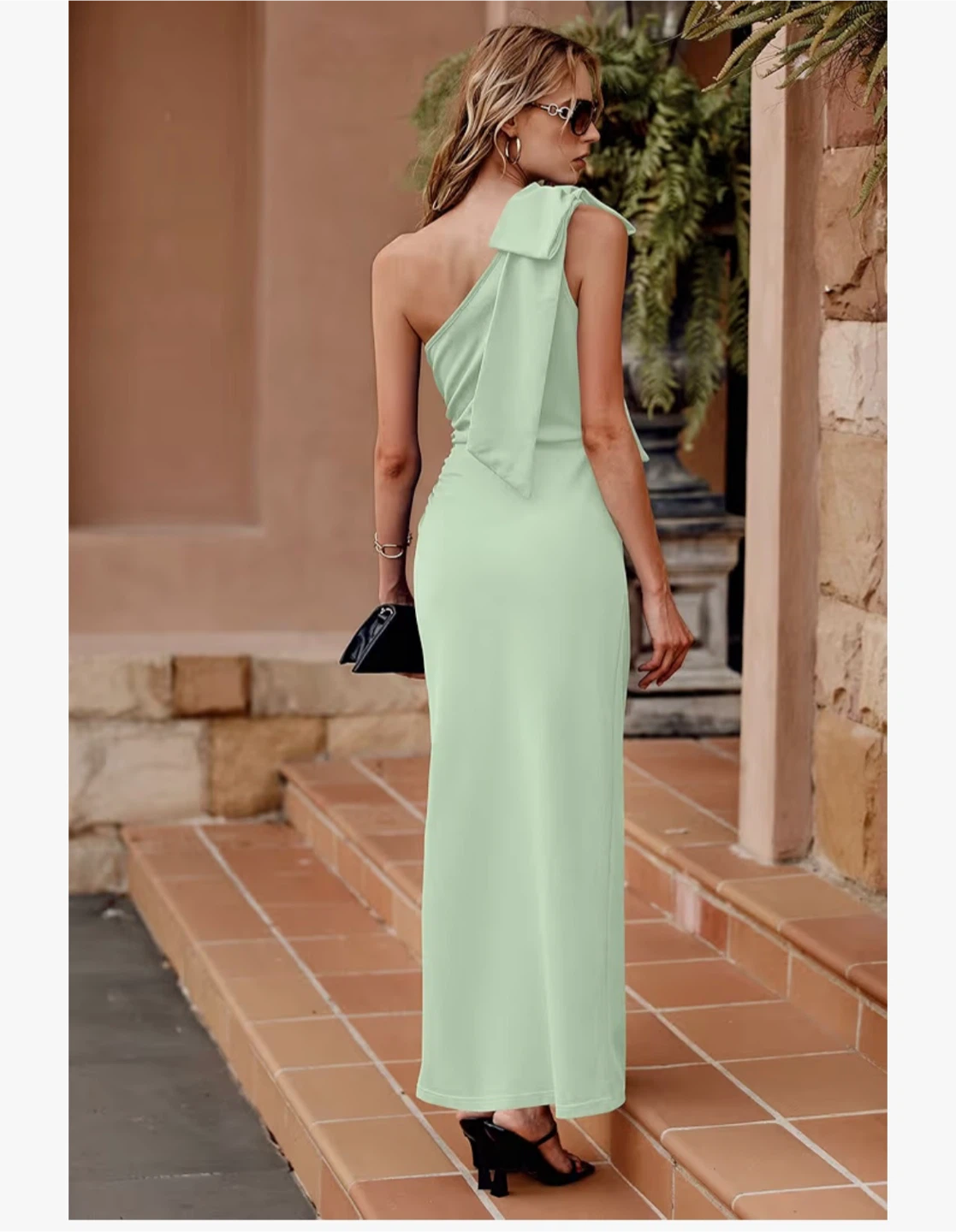 PrettyGarden One Shoulder Maxi Dress Light Green Large - photo 5