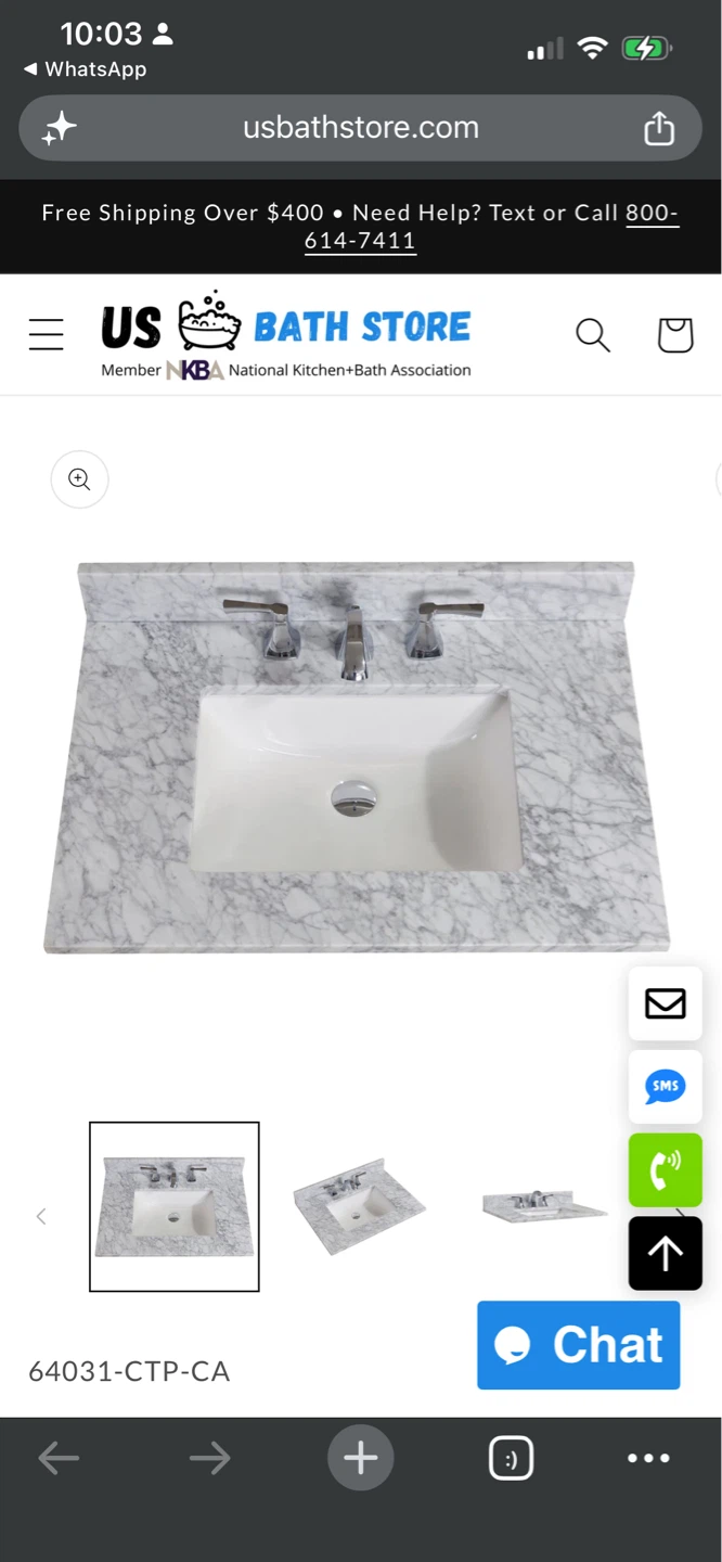 New US Bath Store Vanity with Marble Top
