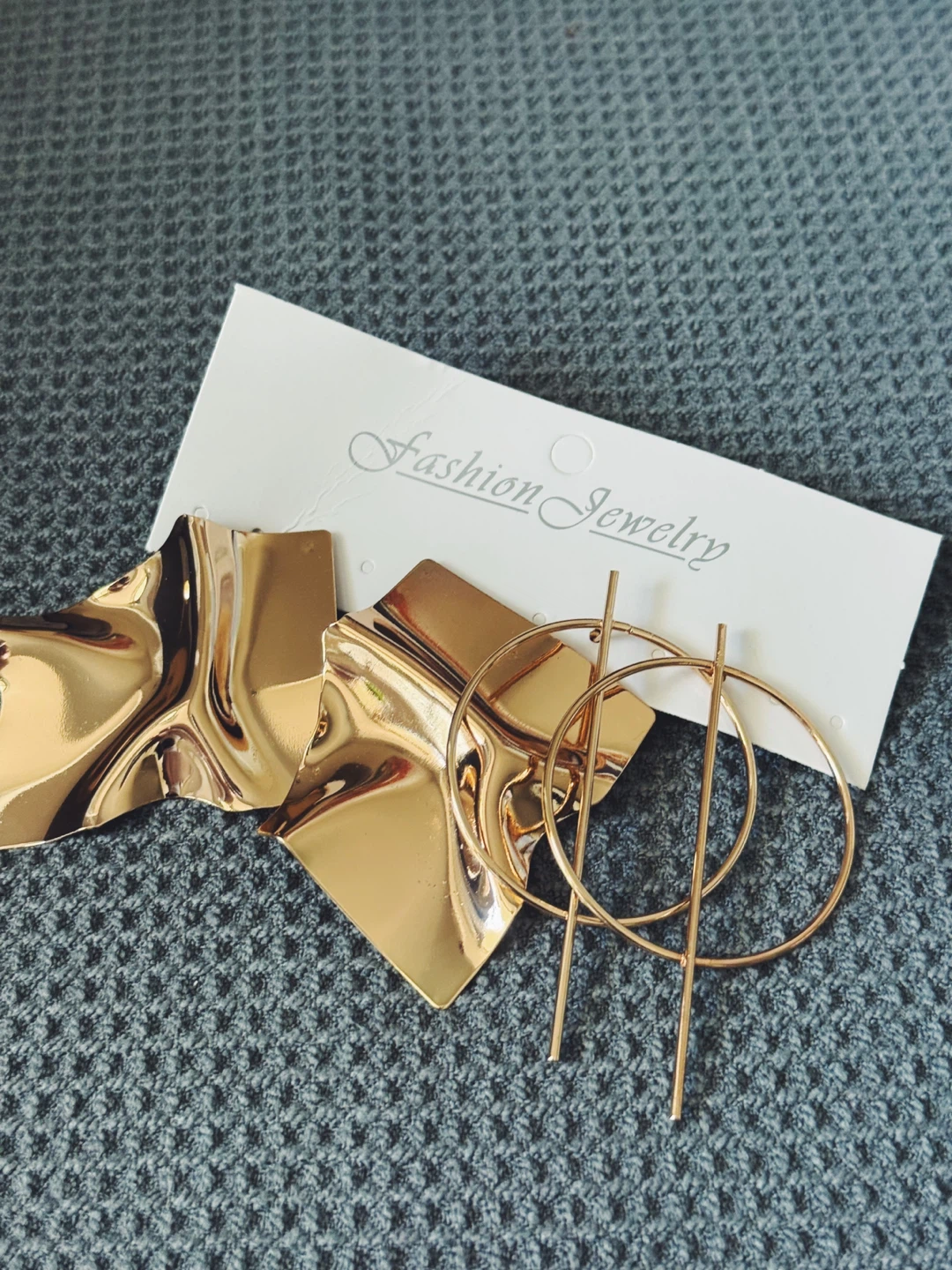 Modern Edge Gold Earring Set