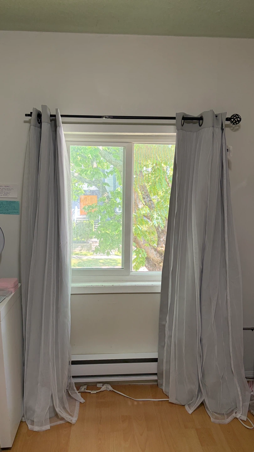 Grey Double-layer curtains (set of 2)