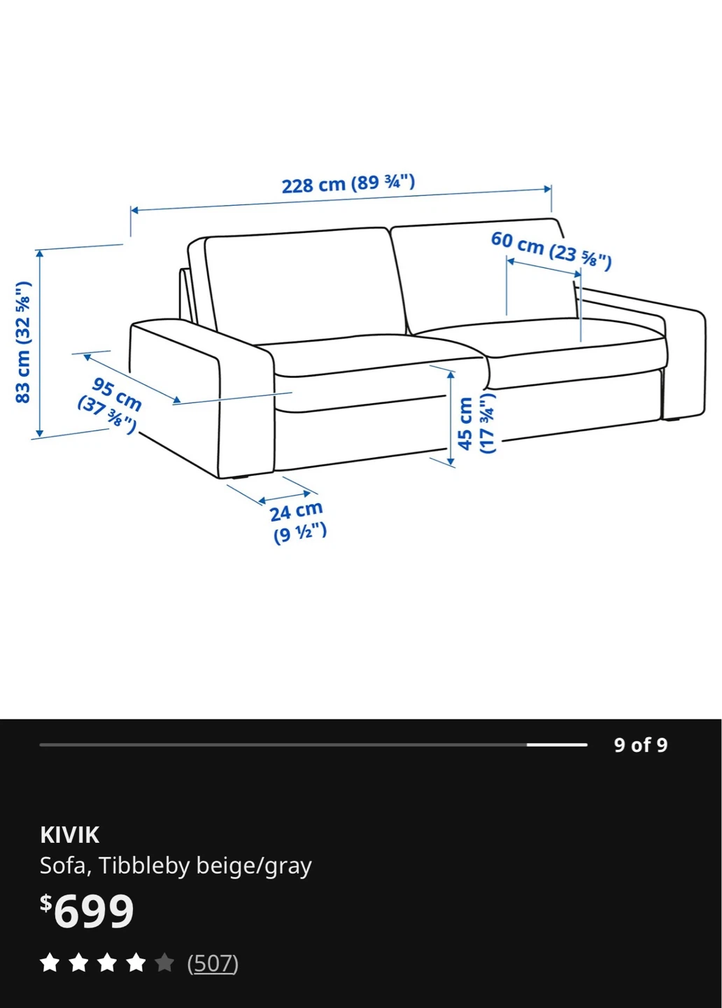 IKEA KIVIK Sofa in Tibbleby beige/gray - photo 2