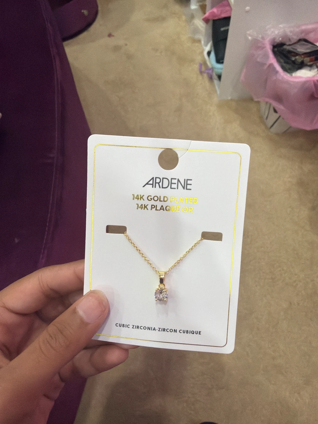 Ardene 14K Gold Plated Cubic Zirconia Necklace