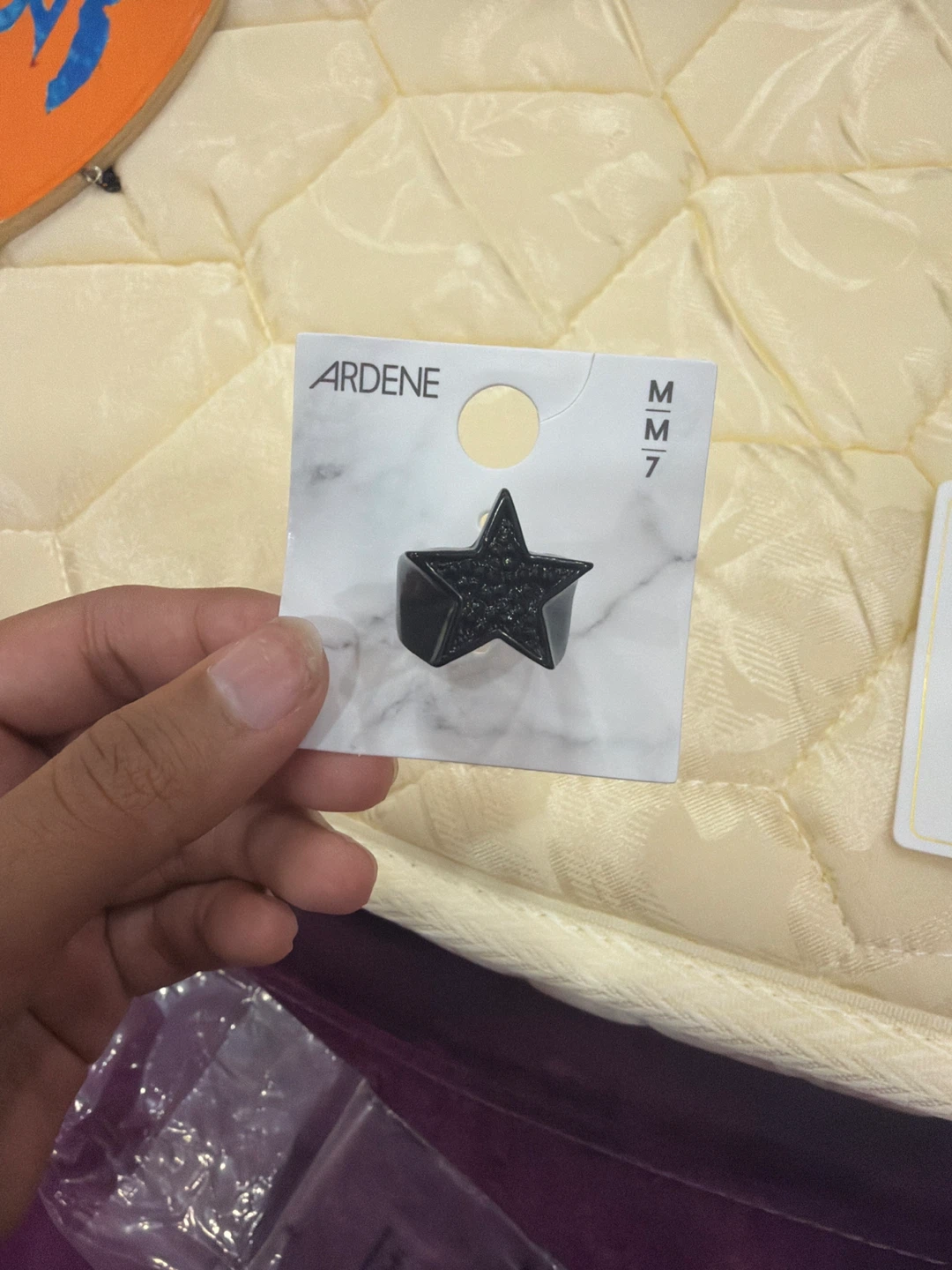 Ardene Black Star Ring Size M 7