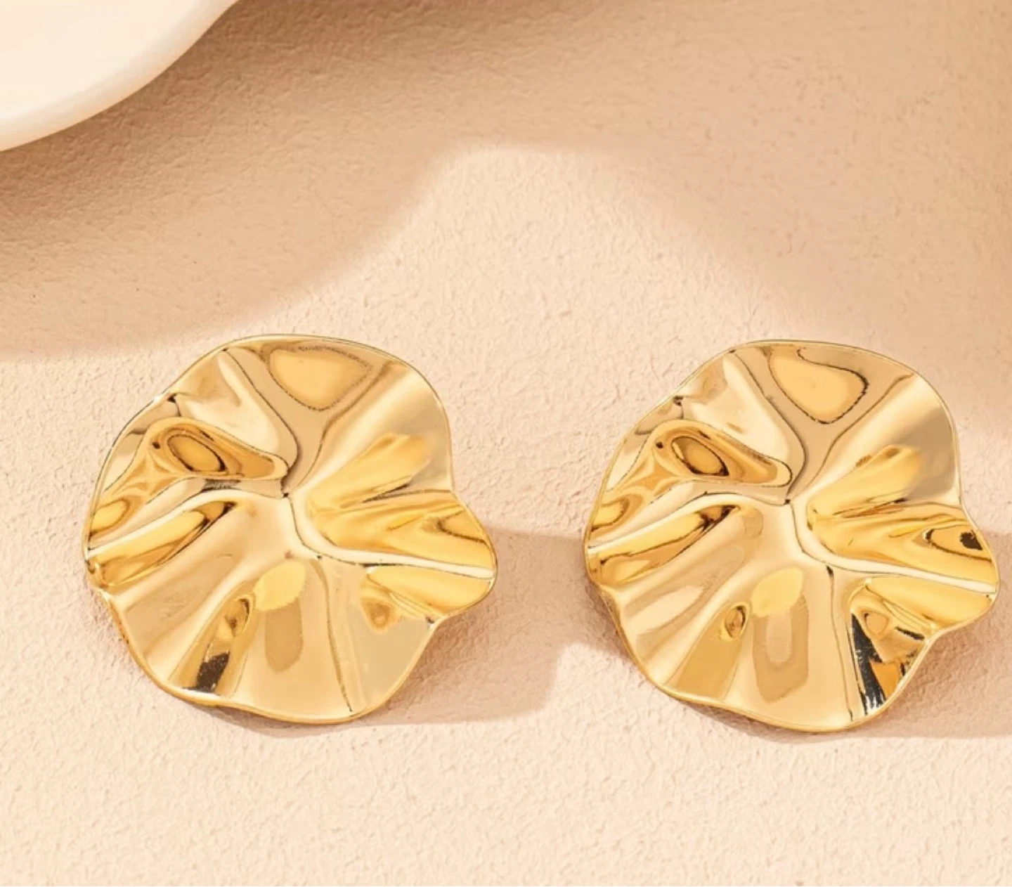 Gold Sunburst Disc Stud Earrings - photo 3