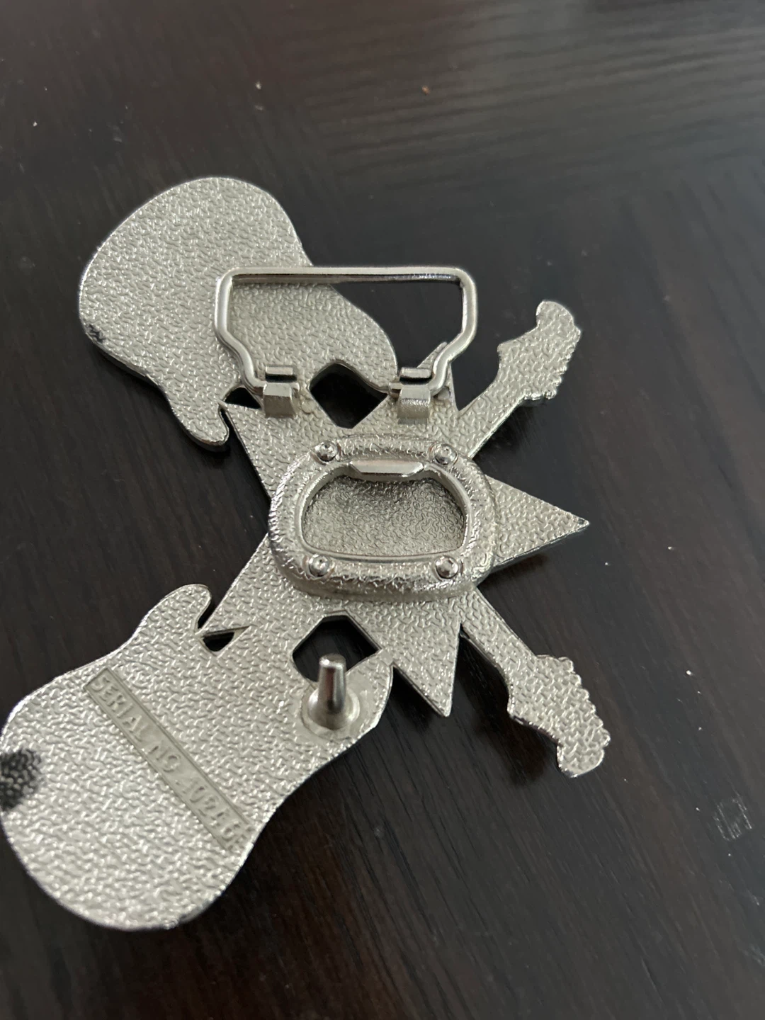 Rock star black and silver guitar belt buckle - photo 3