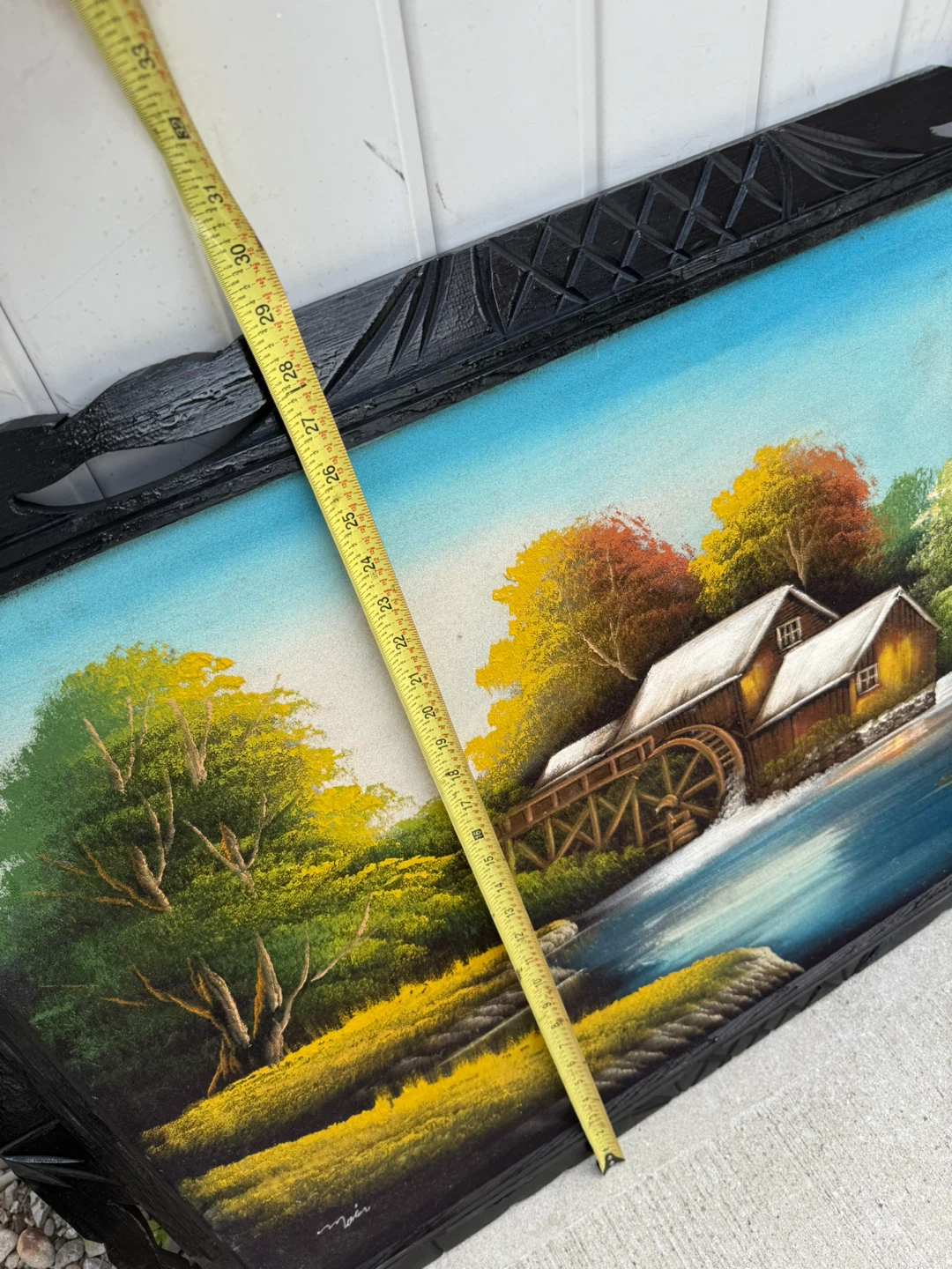 Vintage Landscape Painting Watermill Scene - photo 5