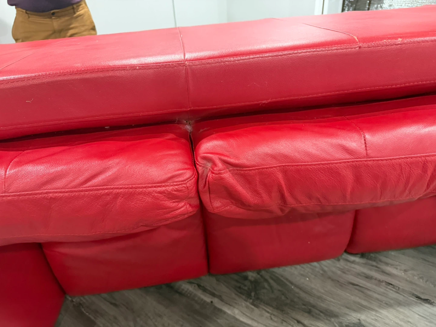 Red Leather Loveseat and Armchair Set