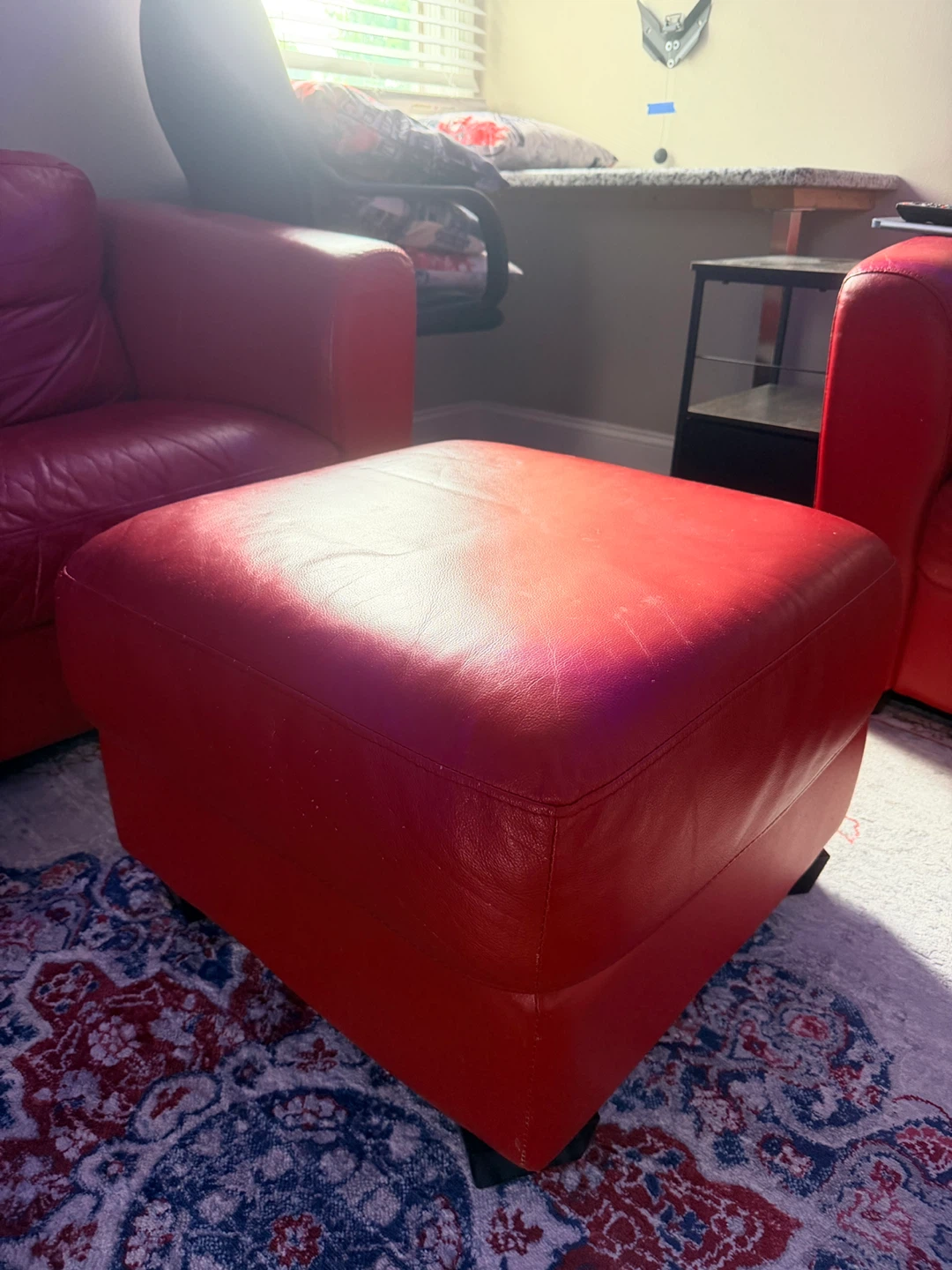 Red Leather Loveseat and Armchair Set - photo 3