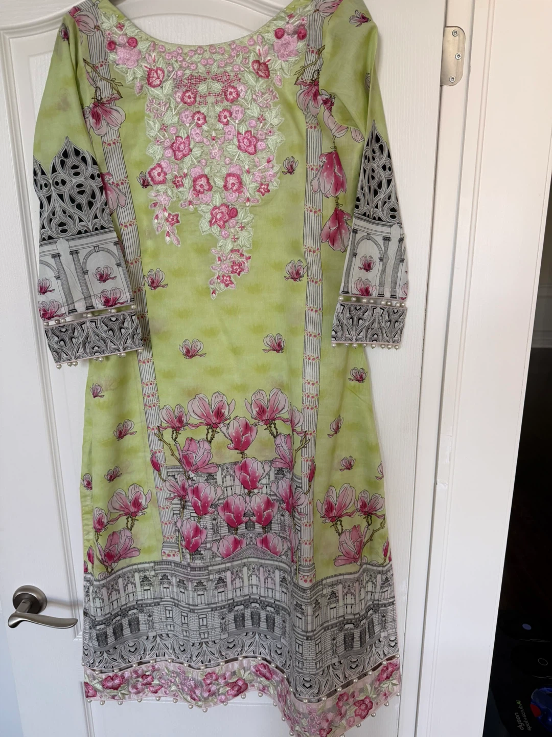 3-Piece Women's Lawn Suit - Green Floral Print - photo 2