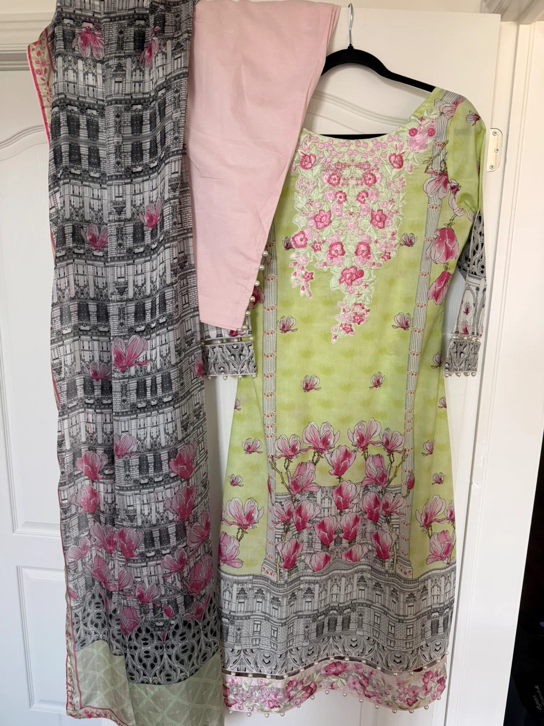 3-Piece Women's Lawn Suit - Green Floral Print