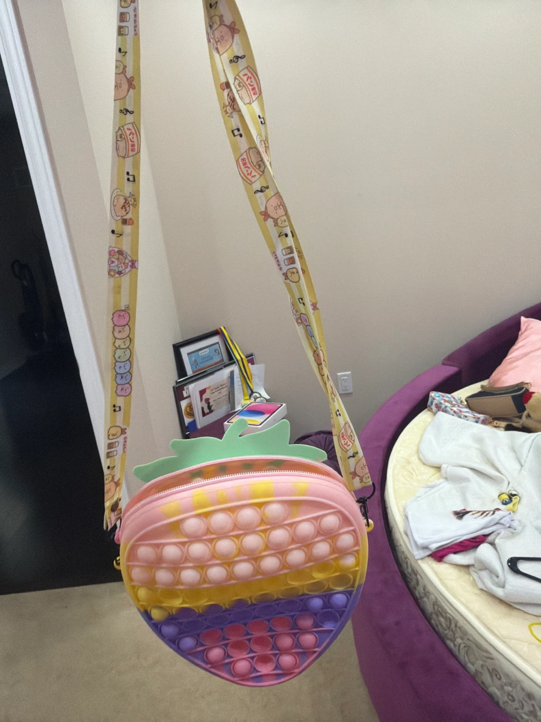 Strawberry Pop-It Coin Purse with Lanyard