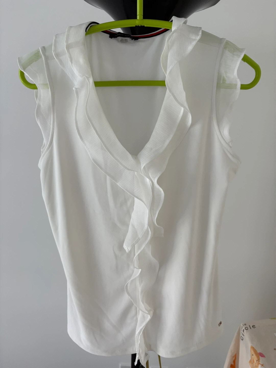 White Tommy Hilfiger Ruffled Sleeveless Top