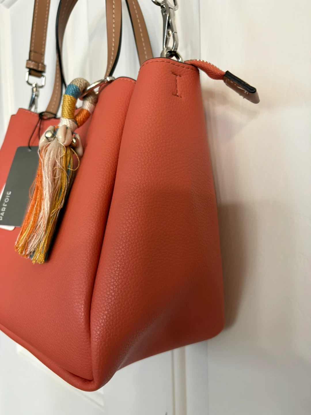 PARFOIS Coral Orange Vegan Leather Top Handle Bag - photo 5