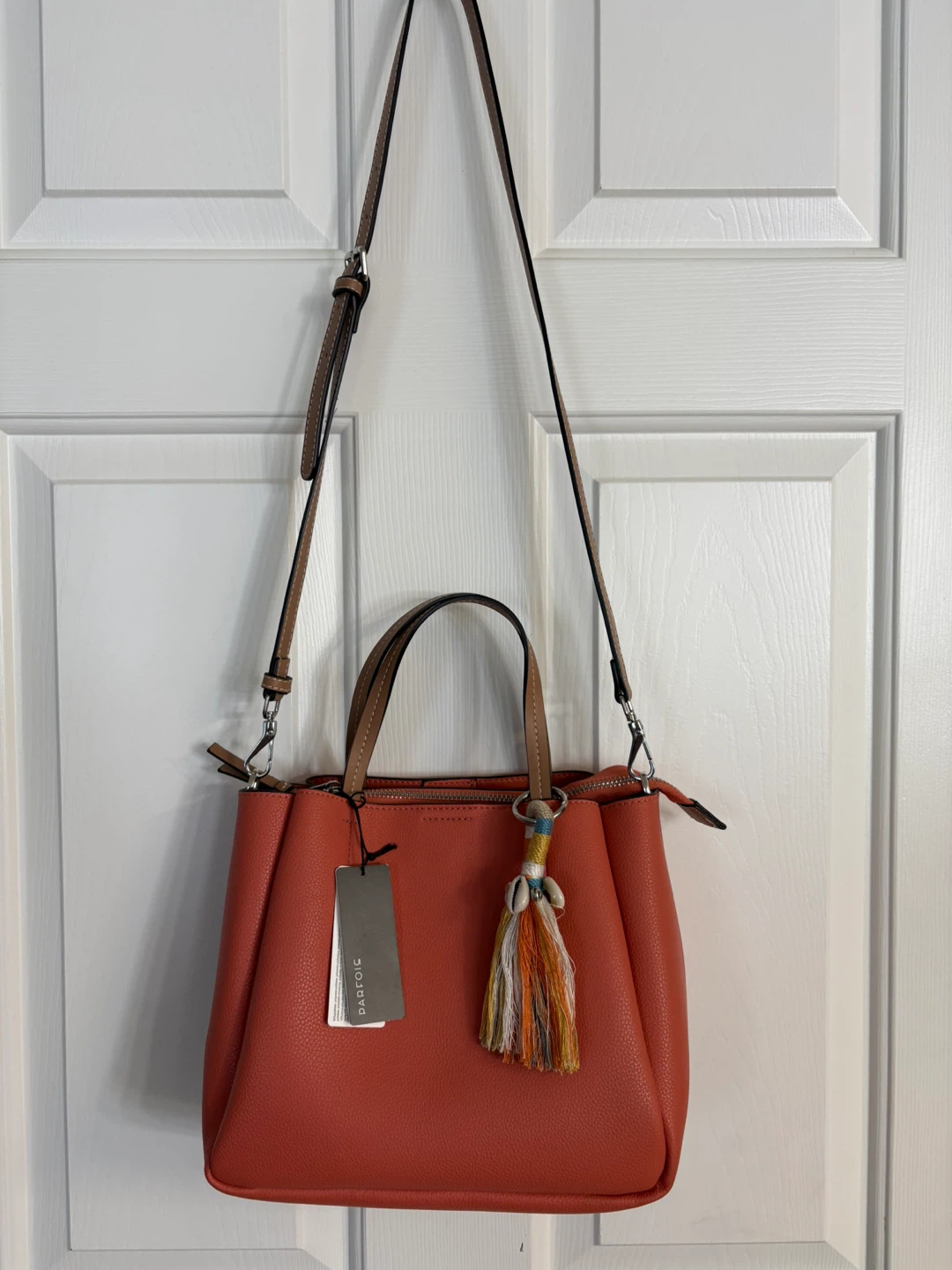 PARFOIS Coral Orange Vegan Leather Top Handle Bag - photo 2