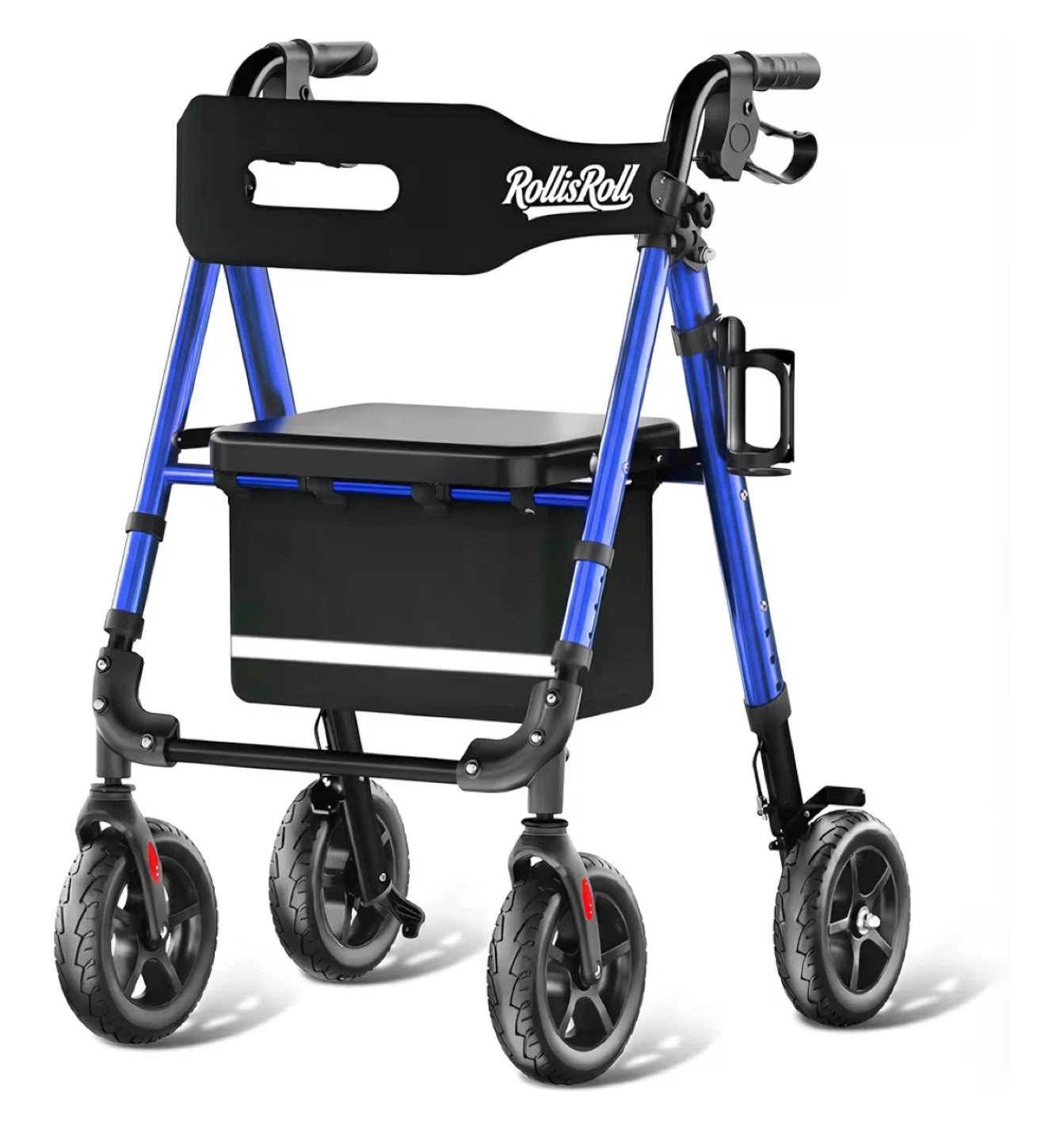 RollisRoll Blue All Terrain Rollator Walker with 8" Wheels - photo 2