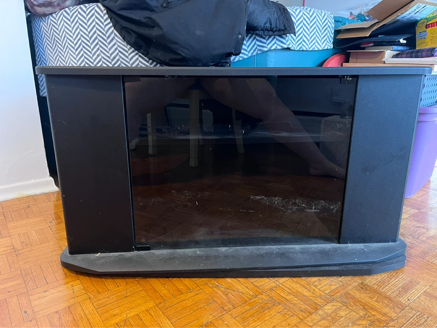 Black TV Stand with Cabinet