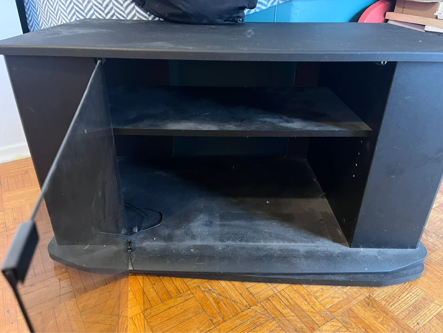 Black TV Stand with Cabinet - photo 2