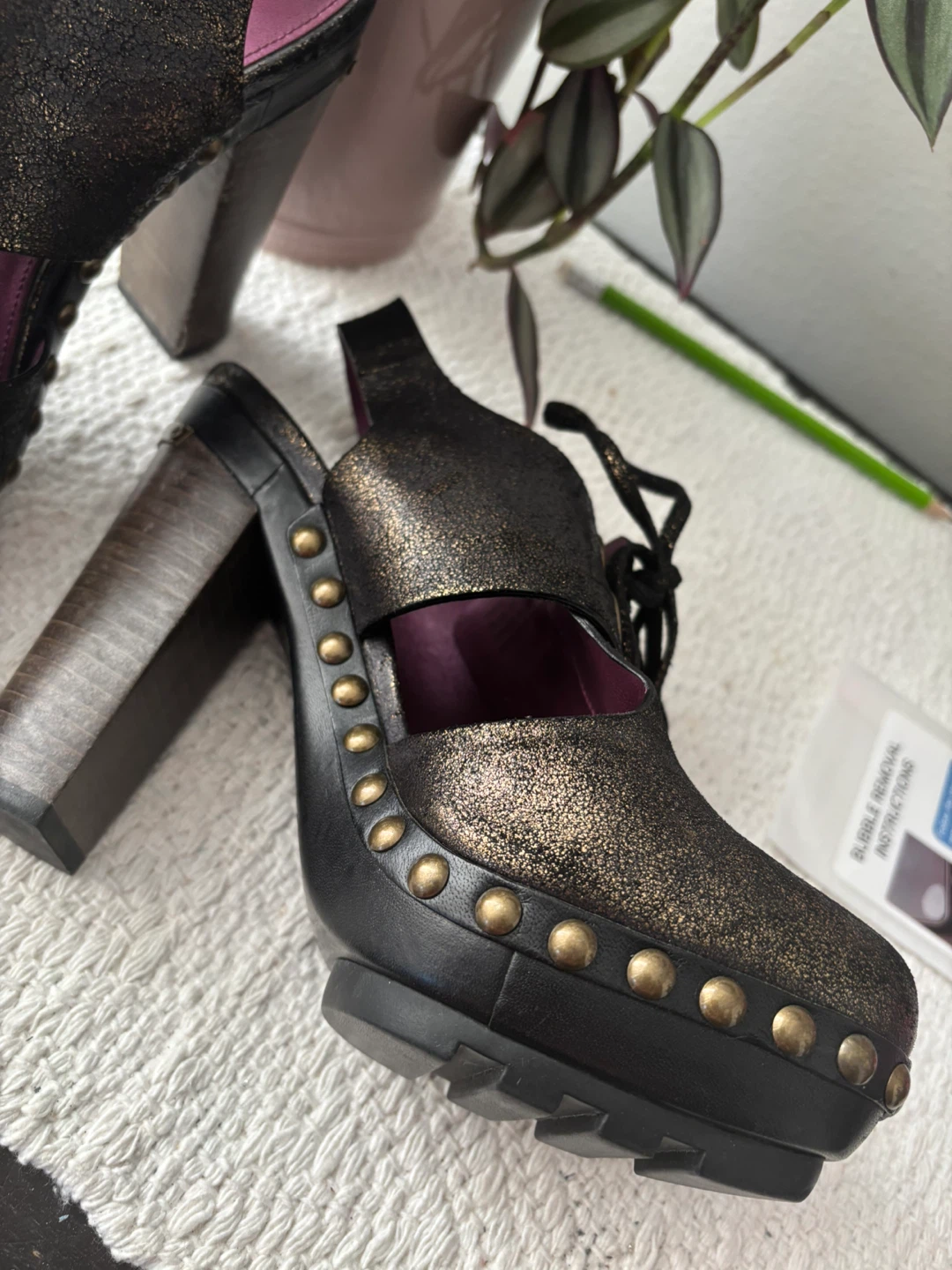 Coach Black & Gold Studded Heel Shoes - photo 3