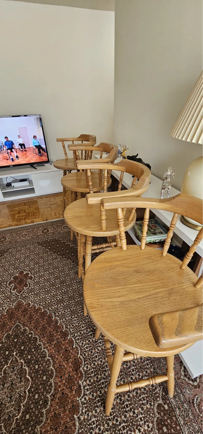Set of 4 Wooden Swivel Bar Stools - photo 5