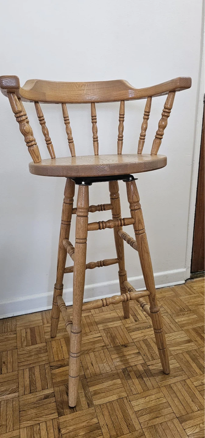 Set of 4 Wooden Swivel Bar Stools - photo 2