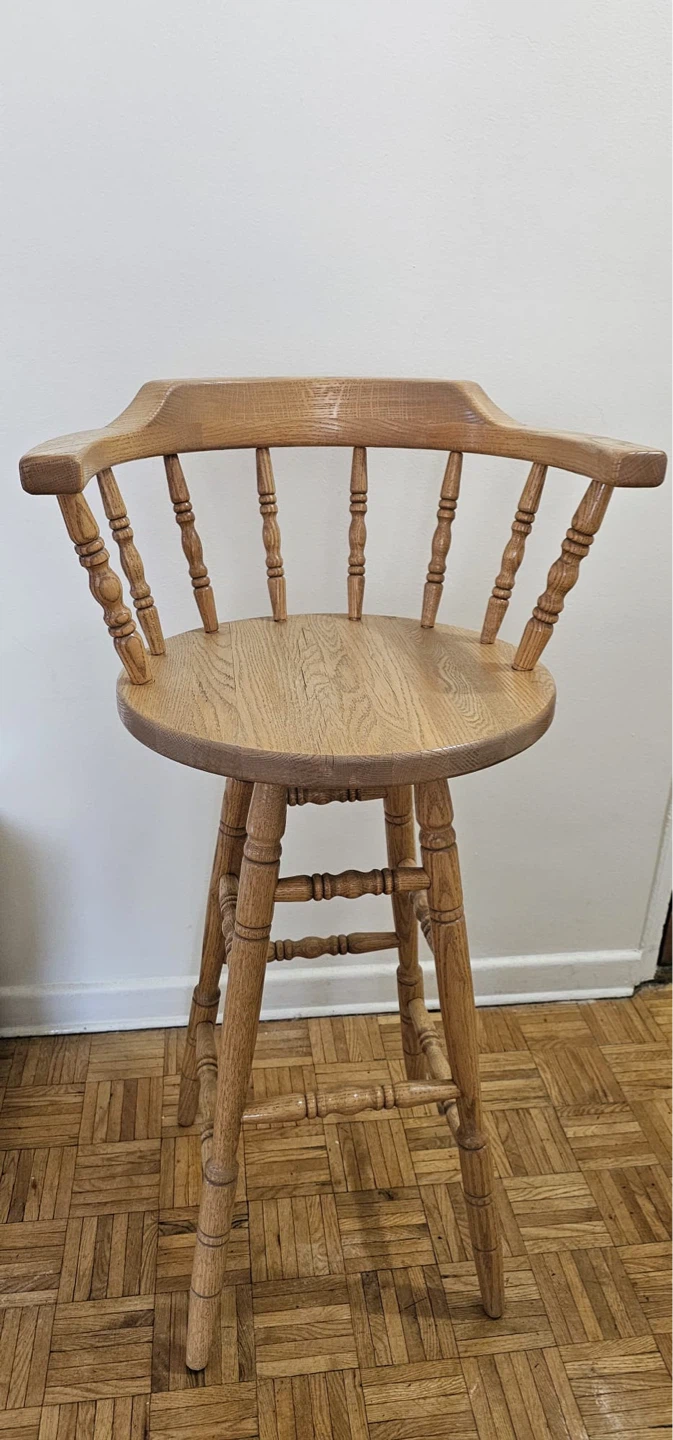 Set of 4 Wooden Swivel Bar Stools