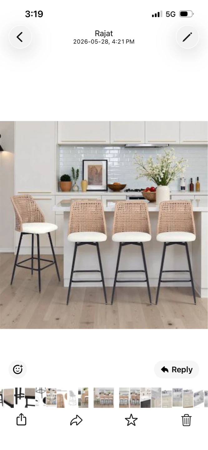 New Three Woven Back Bar Stool white Seat $50 Each - photo 3