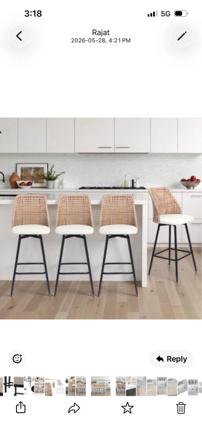 New Three Woven Back Bar Stool white Seat $50 Each