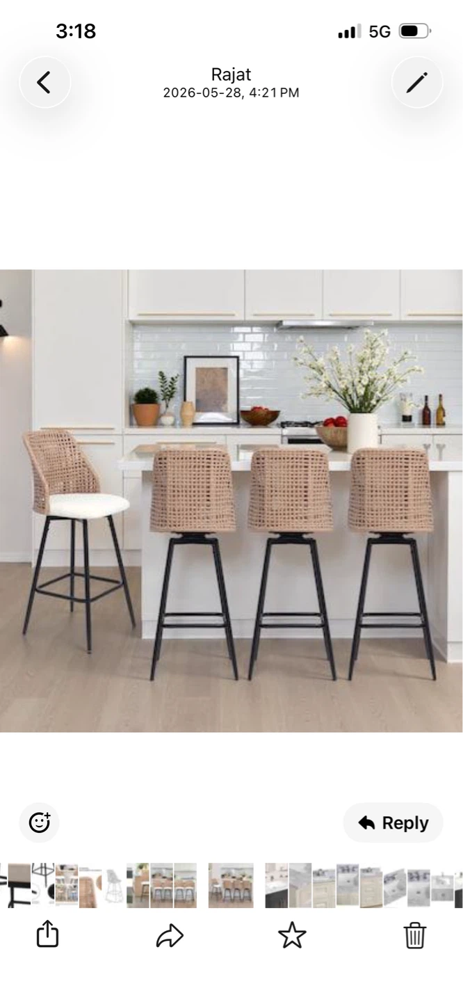 New Three Woven Back Bar Stool white Seat $50 Each - photo 2